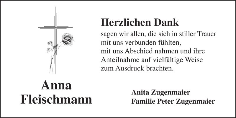 Traueranzeigen Von Anna Fleischmann Trauer Flz De