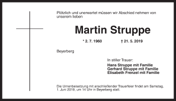 Traueranzeige von Martin Struppe von Dinkelsbühl/ Feuchtwangen