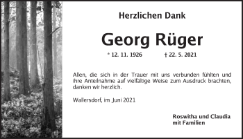 Traueranzeige von Georg Rüger von Ansbach