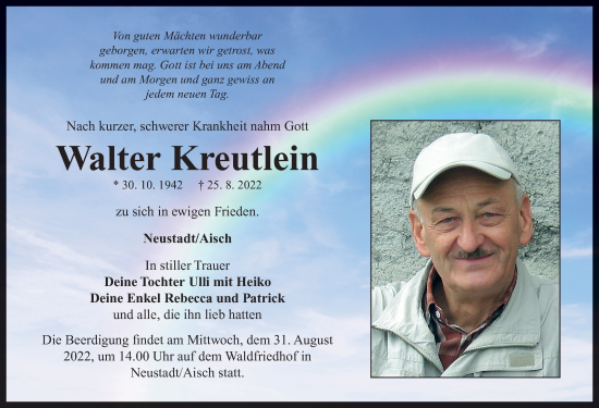 Traueranzeigen Von Walter Kreutlein Trauer Flz De