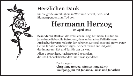Traueranzeige von Hermann Herzog von Ansbach