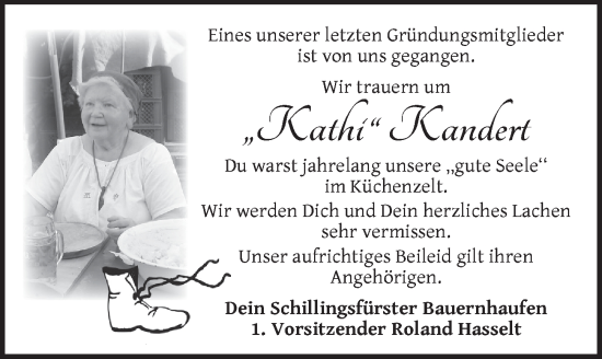 Traueranzeige von Kathi Kandert von Rothenburg