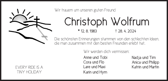 Traueranzeige von Christoph Wolfrum von Ansbach
