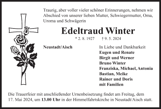 Traueranzeige von Edeltraud Winter von Neustadt/ Scheinfeld/ Uffenheim