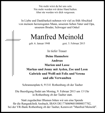 Traueranzeigen Von Manfred Meinold Trauer Flz De