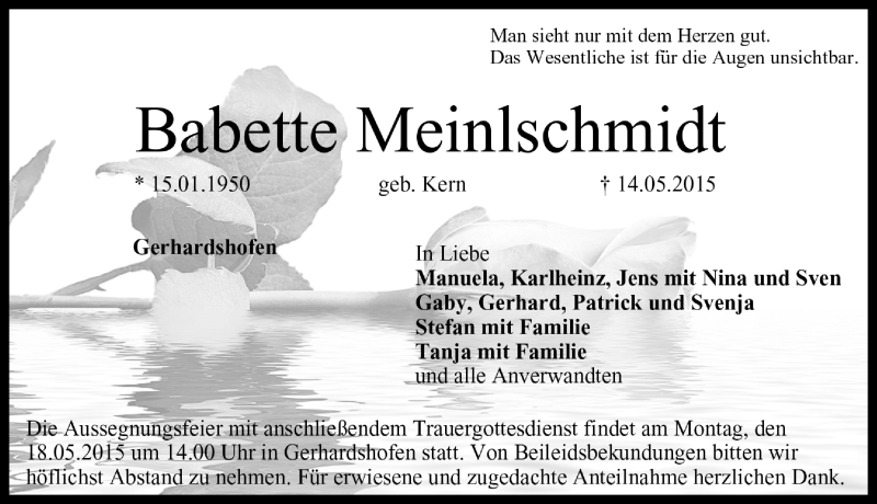 Traueranzeigen Von Babette Meinlschmidt Trauer Flz De