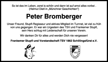 Traueranzeige von Peter Bromberger von Rothenburg