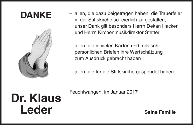 Traueranzeigen Von Klaus Leder Trauer Flz De