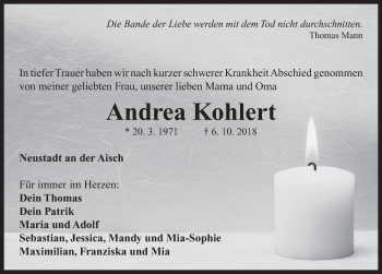 Traueranzeige von Andrea Kohlert von Neustadt/ Scheinfeld/ Uffenheim