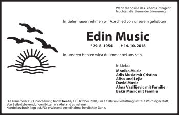 Traueranzeige von Edin Music von Ansbach