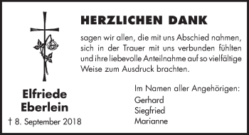 Traueranzeige von Elfriede Eberlein von Dinkelsbühl/ Feuchtwangen