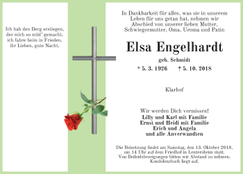 Traueranzeige von Elsa Engelhardt von Dinkelsbuhl/ Feuchtwangen