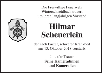 Traueranzeige von Hilmar Scheuerlein von Ansbach