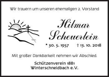 Traueranzeige von Hilmar Scheuerlein von Ansbach