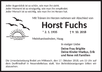 Traueranzeige von Horst Fuchs von Ansbach