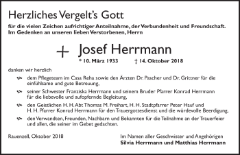 Traueranzeige von Josef Herrmann von Dinkelsbuhl/ Feuchtwangen