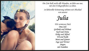 Traueranzeige von Julia Rösch von Rothenburg