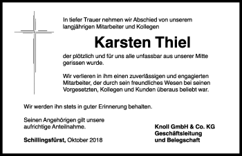 Traueranzeige von Karsten Thiel von Rothenburg