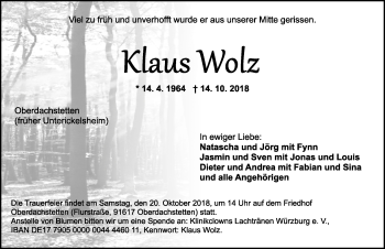 Traueranzeige von Klaus Wolz von Gesamtausgabe