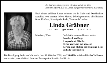 Traueranzeige von Linda Gräbner von Neustadt/ Scheinfeld/ Uffenheim