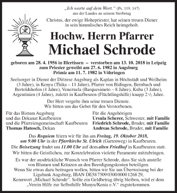 Traueranzeige von Michael Schrode von Dinkelsbuhl/ Feuchtwangen