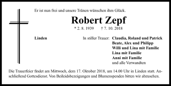 Traueranzeige von Robert Zepf von Neustadt/ Scheinfeld/ Uffenheim