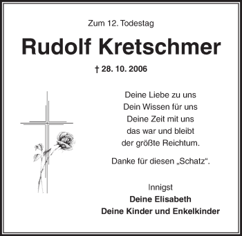 Traueranzeige von Rudolf Kretschmer von Ansbach