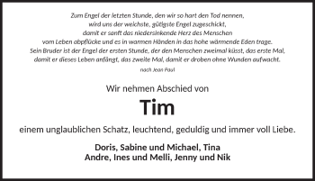 Traueranzeige von Tim  von Dinkelsbühl/ Feuchtwangen