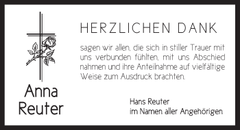 Traueranzeige von Anna Reuter von Ansbach