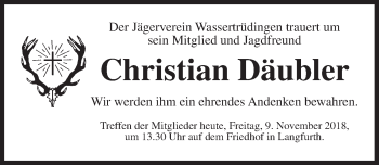 Traueranzeige von Christian Däubler von Dinkelsbuhl/ Feuchtwangen