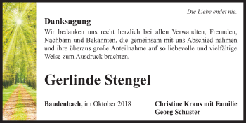 Traueranzeige von Gerlinde Stengel von Neustadt/ Scheinfeld/ Uffenheim