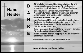 Traueranzeige von Hans Heider von Dinkelsbühl/ Feuchtwangen