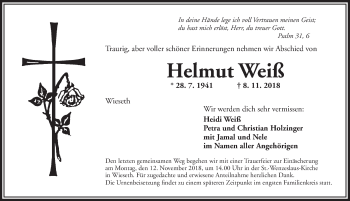 Traueranzeige von Helmut Weiß von Dinkelsbühl/ Feuchtwangen