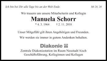 Traueranzeige von Manuela Schorr von Neustadt/ Scheinfeld/ Uffenheim