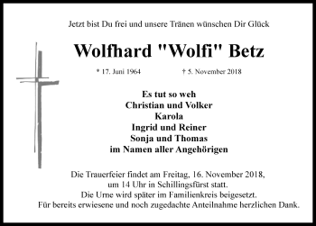 Traueranzeige von Wolfgang 