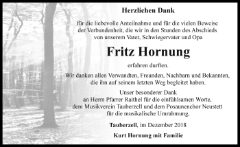 Traueranzeige von Fritz Hornung von Rothenburg