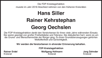 Traueranzeige von Georg Oechslen von Ansbach