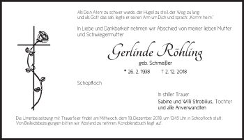 Traueranzeige von Gerlinde Röhling von Dinkelsbühl/ Feuchtwangen