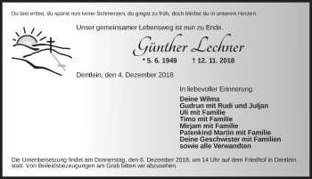 Traueranzeige von Günther Lechner von Dinkelsbühl/ Feuchtwangen