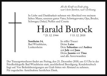 Traueranzeige von Harald Burock von Neustadt/ Scheinfeld/ Uffenheim