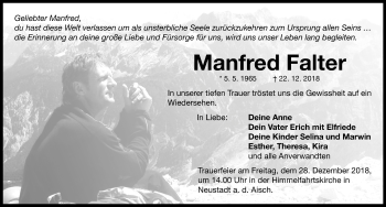 Traueranzeige von Manfred Falter von Neustadt/ Scheinfeld/ Uffenheim