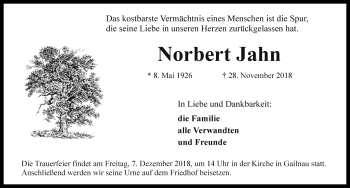 Traueranzeige von Norbert Jahn von Rothenburg