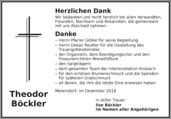 Traueranzeige von Theodor Böckler von Dinkelsbuhl/ Feuchtwangen