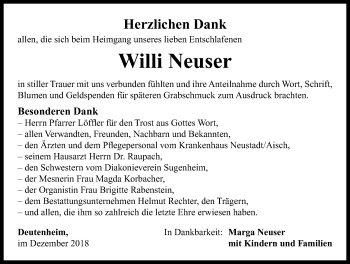 Traueranzeige von Willi Neuser von Neustadt/ Scheinfeld/ Uffenheim