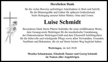 Traueranzeige von Luise Schmidt von Rothenburg