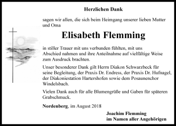 Traueranzeige von Elisabeth Flemming von Rothenburg