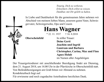 Traueranzeige von Hans Wagner von Neustadt/ Scheinfeld/ Uffenheim