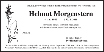 Traueranzeige von Helmut Morgenstern von Ansbach