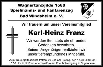 Traueranzeige von Karl-Heinz Franz von Neustadt/ Scheinfeld/ Uffenheim