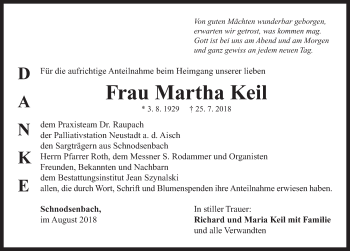 Traueranzeige von Martha Keil von Neustadt/ Scheinfeld/ Uffenheim